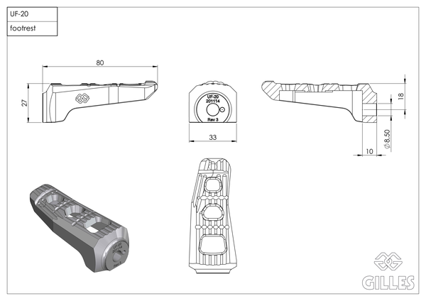 Footrest Kit Bk Uf20 | 8186060374282